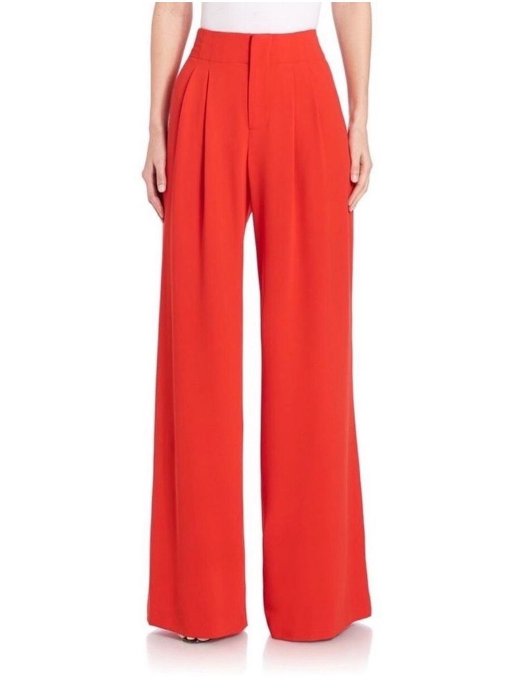 Alice + Olivia Eloise Pleated Red Wide Leg Pants Size 6